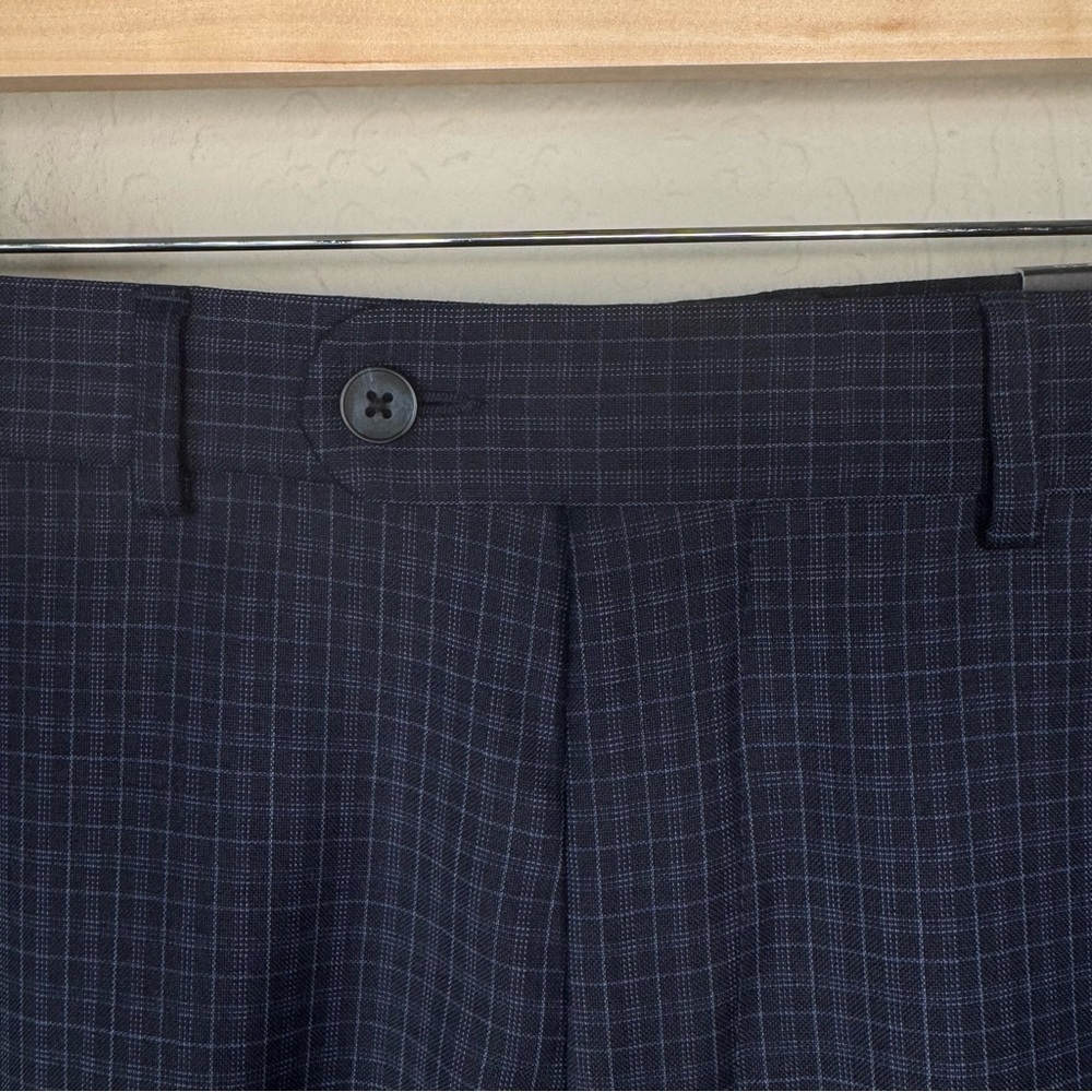 NWT Original Penguin Wool Navy Blue Plaid Slim Dress Pants Size 32W x 30L - Picture 12 of 13